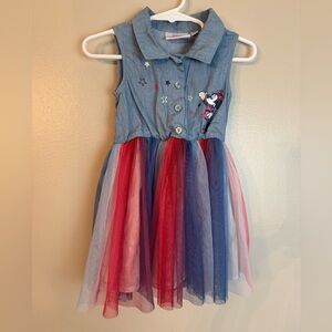Disney Minnie Mouse Denim Dress with Colorful Tulle Skirt 2T